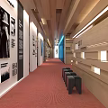 Public Office Space Interior With Wooden Walls Red Carpet Black Stools Plants And 2016