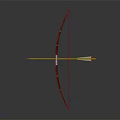 Traditional Bow And Arrow Weapon With Wooden Frame And Red Tipped Arrowhead Design
