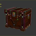 Square Red Wooden Vintage Trunk With Brass Rivets And Decorative Lock