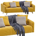 Light Gray Modern Sofa With Green Beige Cushions Soft Throw Blanket And Multiple Color Choices