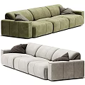 Modern Upholstered Sofas in Light Gray and Sage Green with Accent Pillows 3d model