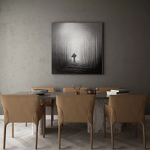 Modern multi-person dining table and chairs 3d model