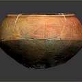 Ancient Orange Pottery Vessel With Carved Patterns And Repaired Cracks 3d model