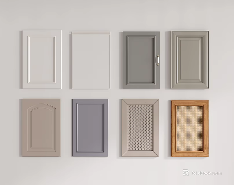 Wardrobe Doors In Multiple Colors And Diverse Designs Including Panel Grid And Wooden Styles 3d model 