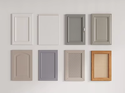 Wardrobe Doors In Multiple Colors And Diverse Designs Including Panel Grid And Wooden Styles 3d model