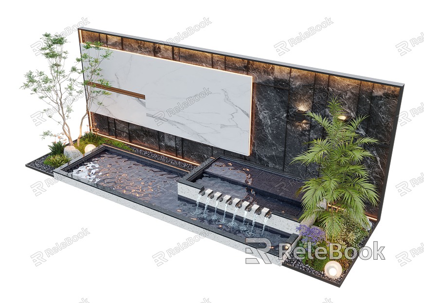 Modern Waterscape Wall Courtyard Waterscape Water Landscape Wall Landscape Plants model