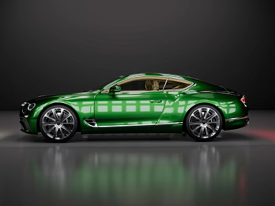 Luxury Green Sports Car With Shiny Alloy Wheels And Brown Leather Interior 3d model