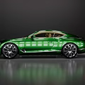 Luxury Green Sports Car With Shiny Alloy Wheels And Brown Leather Interior