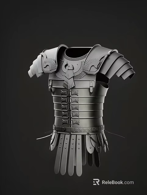 Black Roman Weapon Armor With Detailed 3D Design And Decorative Shoulder Plates 3d model 