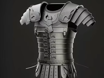 Black Roman Weapon Armor With Detailed 3D Design And Decorative Shoulder Plates 3d model