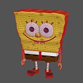 SpongeBob SquarePants Character With Big Eyes Smile Brown Shorts White Shirt Red Tie Black Shoes
