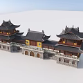 Chinese-style ancient building mountain gate ancient building temple gate head ancient building corner tower drum tower 3d model