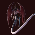 Game Movie Character With Red Wings Horned Mask Armored Body And Sword