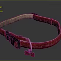 Red Pet Collar with Black Buckle Beige Lining Metal Ring and Small Tag for Pets