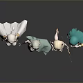 Anime Style Game Movie Characters Standing Together With White Green Hair And Diverse Outfits