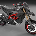 Ducati Motorcycle Black And Red With Red Frame Golden Front Fork And Red Brake Calipers