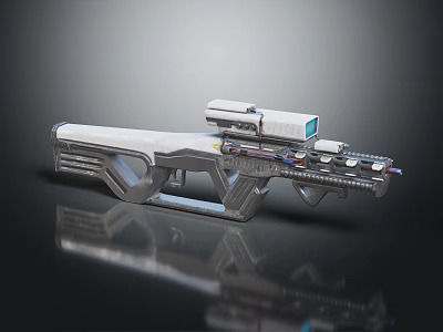 Futuristic Sci Fi Weapon With Metallic Structure Scope Intricate Design And Reflective Surface 3d model