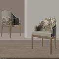 Stylish Floral Upholstered Dining Chairs With Golden Metal Legs For Luxury Modern Home Dining Room