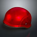 Red Tactical Weapon Helmet Made Of Leather With Stitching And Metal Rivets