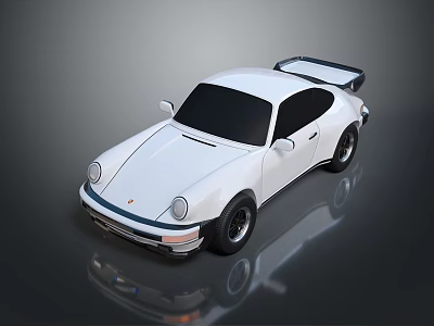 White Classic Sports Car With Streamlined Body Rear Spoiler And Reflective Surface 3d model