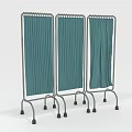 Three Panel Mobile Green Room Dividers With Metal Frame And Rolling Casters 3d model