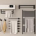 Modern Bathroom Racks With Heated Towel Rail And Storage Shelves