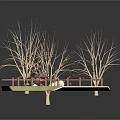 Cartoon Scene of Person Riding Bike With Fallen Leaves Leafless Trees and Fence