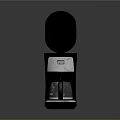 Black Electric Coffee Maker With Open Lid And Glass Carafe For Home Use