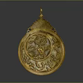 Traditional Gold Decorative Pendant With Intricate Patterns And Hanging Loop 3d model