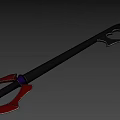 Black Spear With Red Decorative Accents And Purple Ring Detail Design