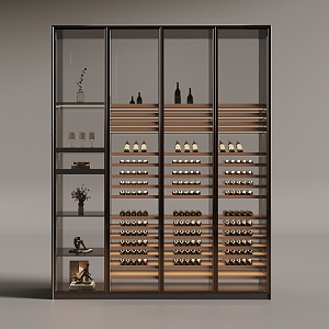 Glass Wine Cabinet Partition Cabinet Red Wine Glass Ornaments 3d model