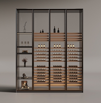 Glass Wine Cabinet Partition Cabinet Red Wine Glass Ornaments 3d model