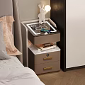 Modern Bedroom Side Table With Lamp Tray And Storage Drawers Beside Bed