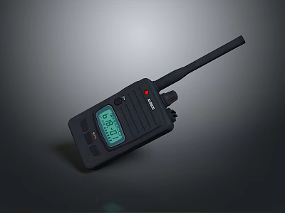 Black Tactical Weapon Communication Device Featuring Digital Display And Antenna 3d model
