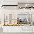 Bright Modern Dessert Shop Interior With Glass Display Cases And Various Pastries