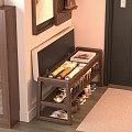 Entryway Wooden Shoe Bench With Cushioned Seat And Storage For Shoes Wall Hooks For Bags Coats