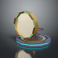 Modern Circular Furniture Stand With Golden Accents And Blue Glowing Edges
