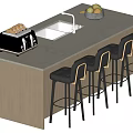 Nakajima Dining Table and Chair Combination Bar Counter Bar Stool 3d model