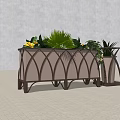 Decorative Flower Planters With Metal Diamond Pattern Frame Filled Green Leaves And Yellow Flowers