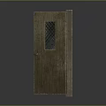 Wooden Doors With Glass Panel One Closed and One Open Textured Surface Design