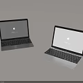 Two Apple Laptops With Open Screens Dark And Light Color Design 3d model