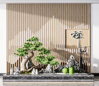 New Chinese Style Landscape Setches Pine Tree Fake Ornaments Gardening Setches 3d model