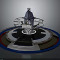 Rotating Display Equipment 3D Model Featuring Circular Multicolored Base And Central Spire Cabins