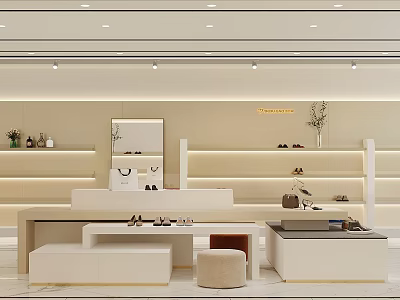 Luxury Clothing Store Interior With Elegant Display Shelves And Mirror Decorations 3d model