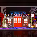 Wedding Times Theme Decoration With Red Doors Neon Lights And Cacti