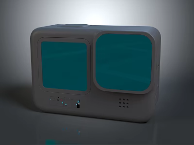 Portable Electronic Device Featuring Dual Blue Screens White Body Control Buttons And Indicator Lights 3d model