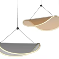 Contemporary Crescent Shaped Pendant Lights With LED Glow Hanging In Minimalist Space