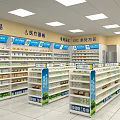 Well Organized Pharmacy Store Interior With Bright Lighting Medicine Shelves OTC And Chinese Medicine Sections