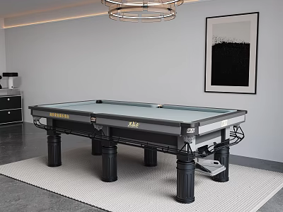 Modern Entertainment Billiard Table With Black Frame Green Felt Surface Sturdy Legs In Contemporary Room 3d model
