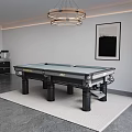 Modern Entertainment Billiard Table With Black Frame Green Felt Surface Sturdy Legs In Contemporary Room